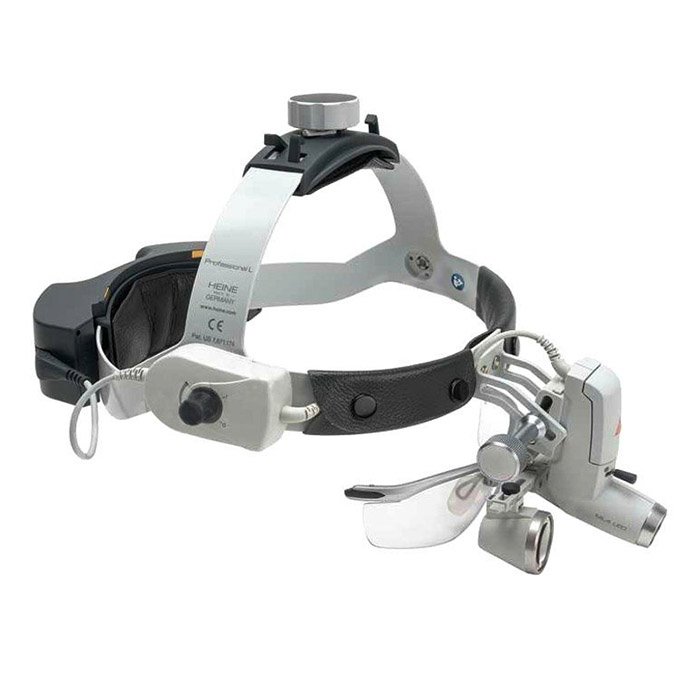Налобный осветитель ML4 LED UNPLUGGED с лупой HR 2,5Х/420 мм и защитным щитком, Heine, Германия